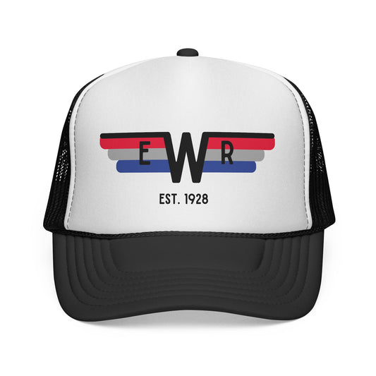 Retro Winged EWR Trucker Hat — Vintage Airline-Inspired Cap (Est. 1928)