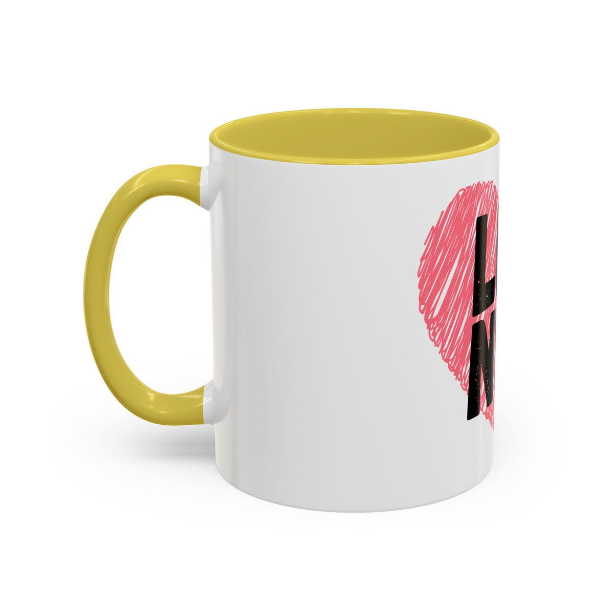 LUV NWK Heart Mug — Pink Sketch Heart Coffee Cup (11oz & 15oz)