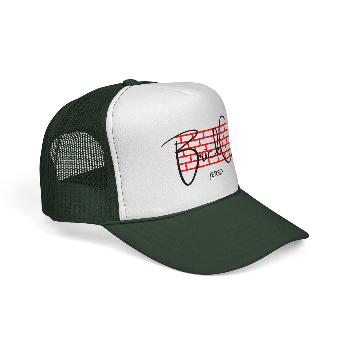 Brick City Jersey Trucker Cap — Retro Red Brick Script Hat