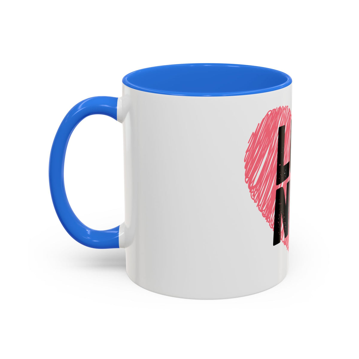 LUV NWK Heart Mug — Pink Sketch Heart Coffee Cup (11oz & 15oz)