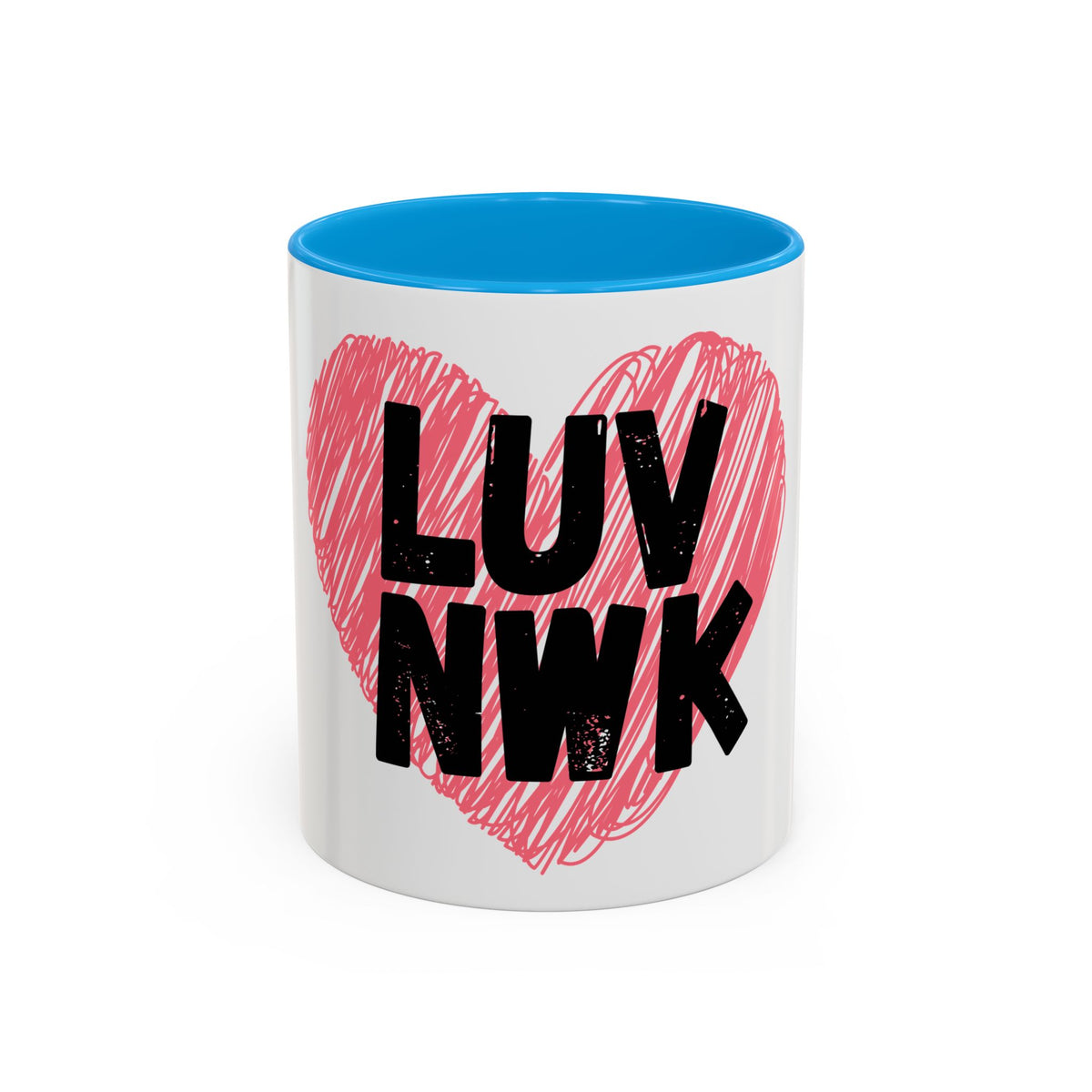 LUV NWK Heart Mug — Pink Sketch Heart Coffee Cup (11oz & 15oz)