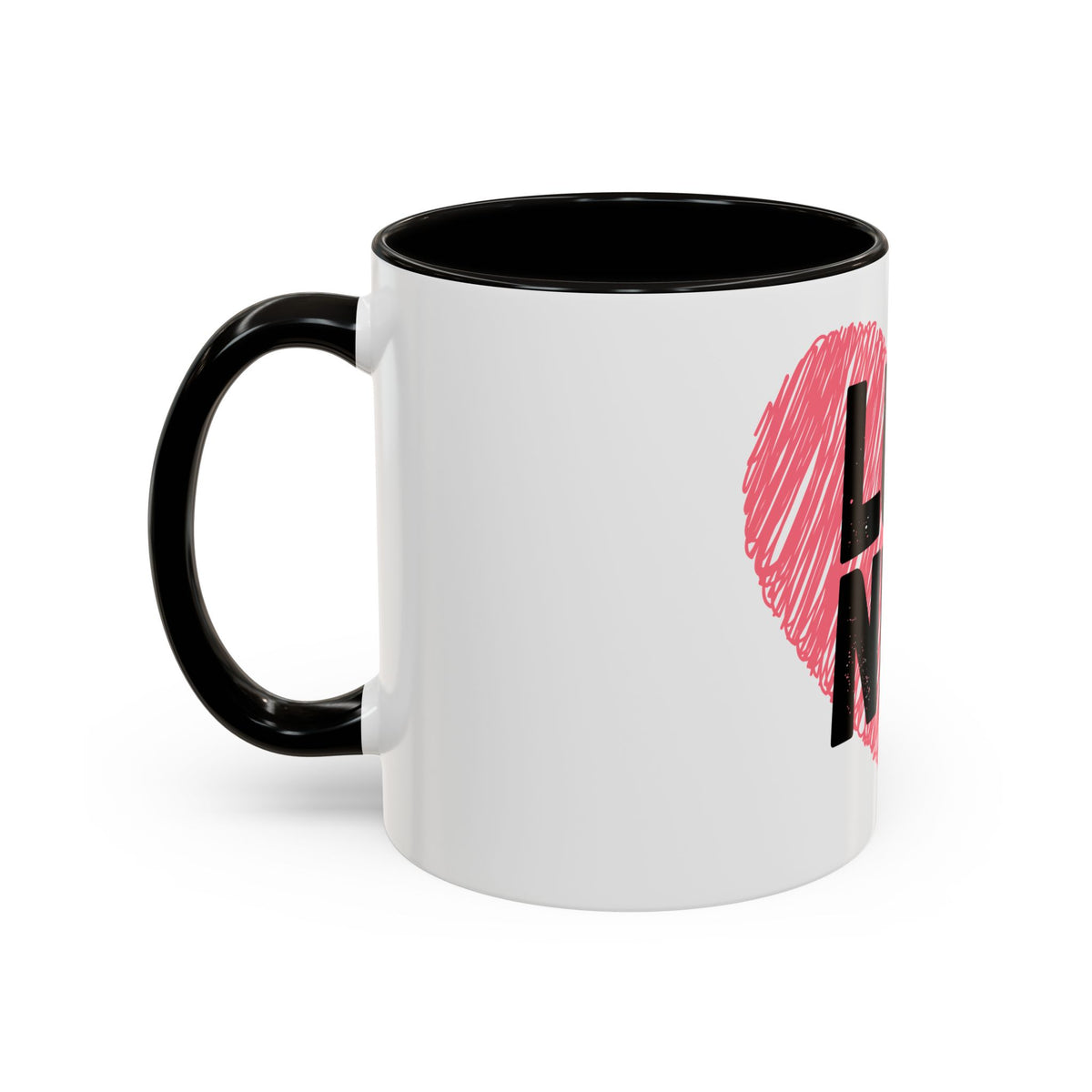 LUV NWK Heart Mug — Pink Sketch Heart Coffee Cup (11oz & 15oz)