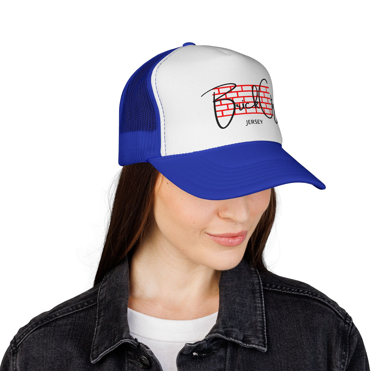 Brick City Jersey Trucker Cap — Retro Red Brick Script Hat