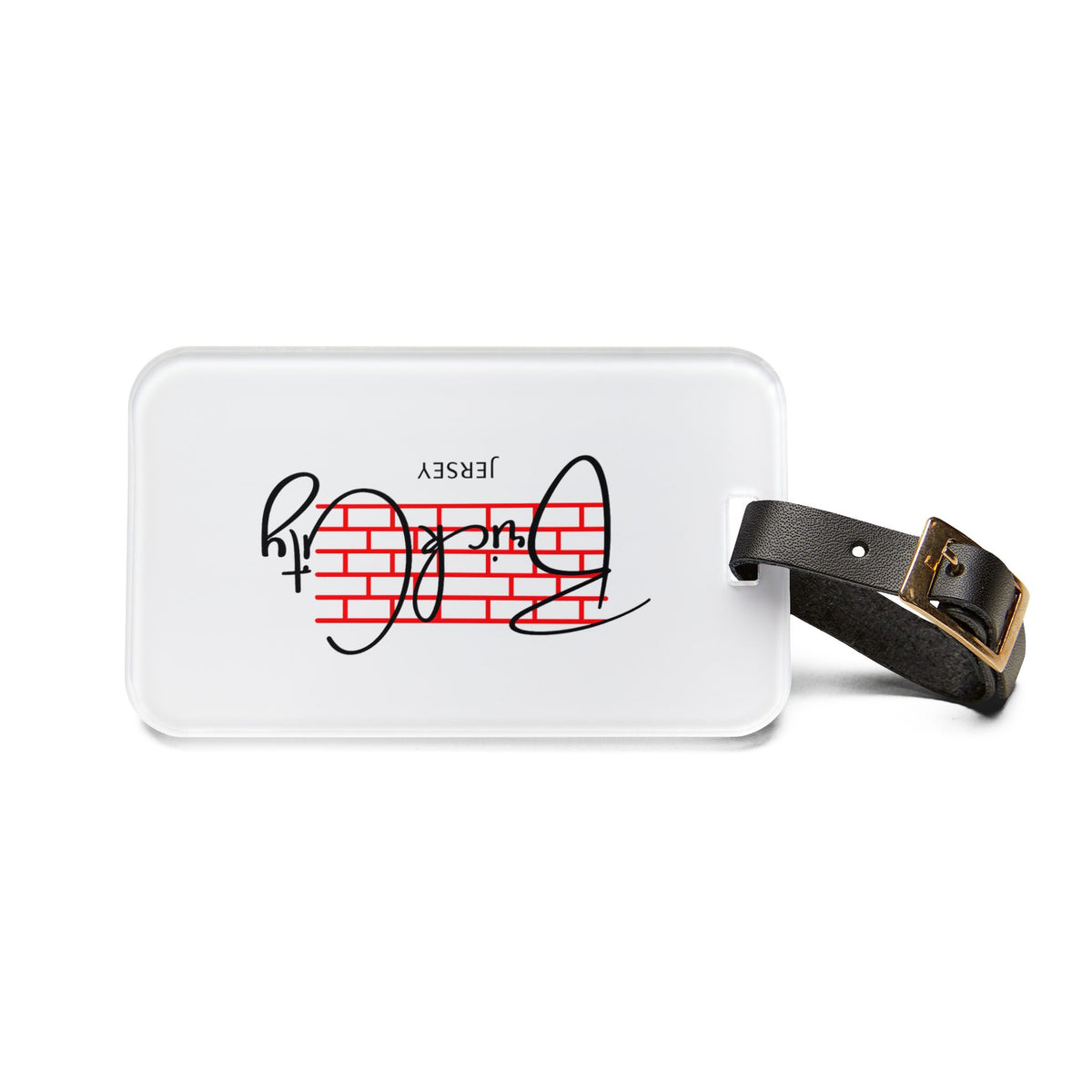 Jersey Brick City Luggage Tag — Travel ID with Red Brick Graphic