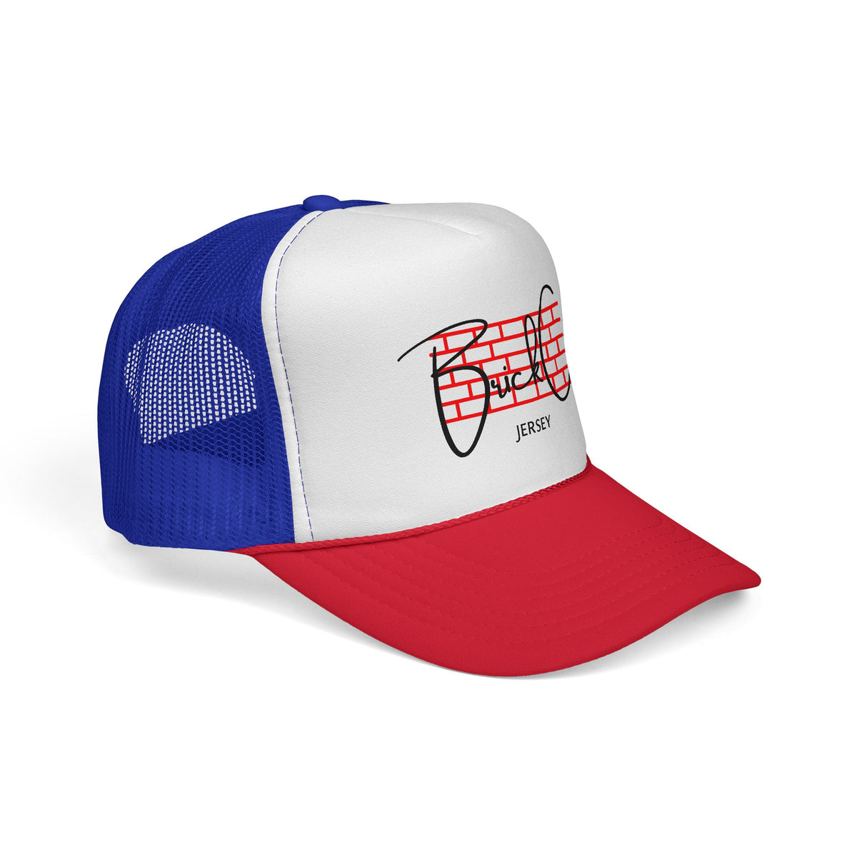 Brick City Jersey Trucker Cap — Retro Red Brick Script Hat