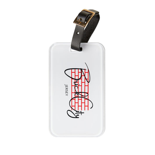 Jersey Brick City Luggage Tag — Travel ID with Red Brick Graphic