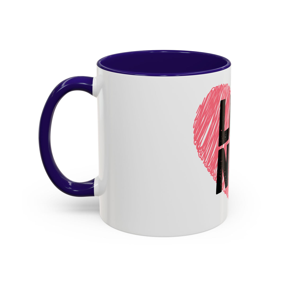 LUV NWK Heart Mug — Pink Sketch Heart Coffee Cup (11oz & 15oz)