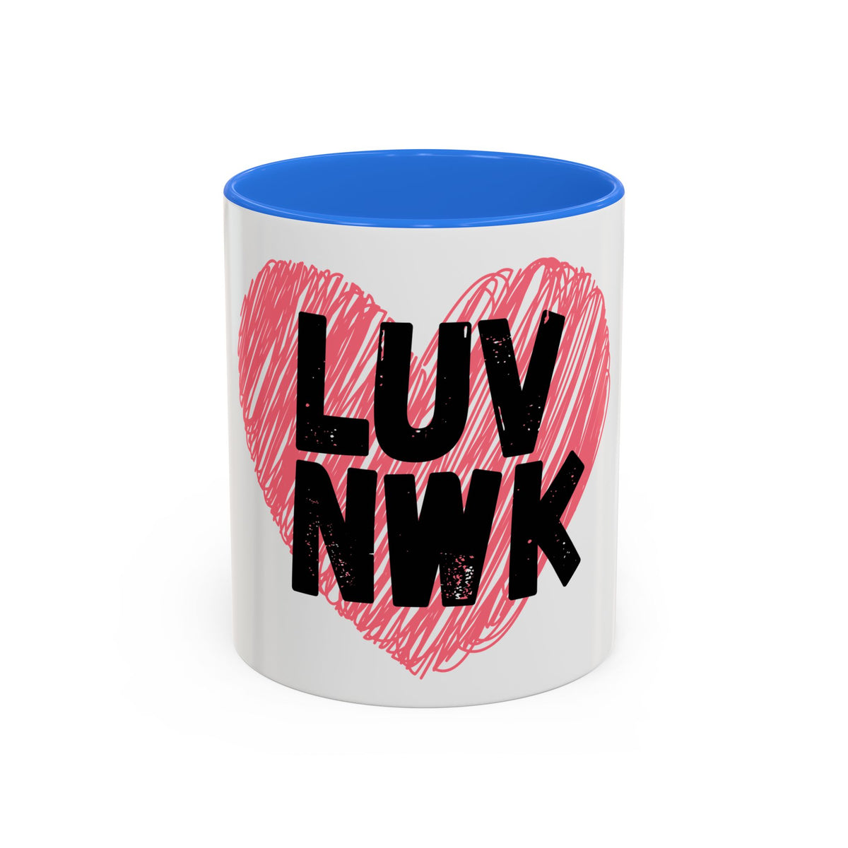 LUV NWK Heart Mug — Pink Sketch Heart Coffee Cup (11oz & 15oz)