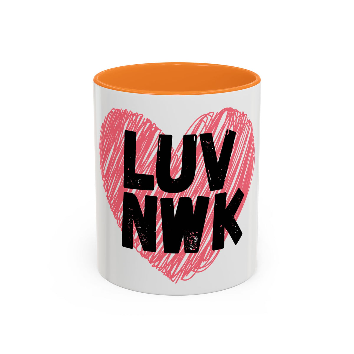 LUV NWK Heart Mug — Pink Sketch Heart Coffee Cup (11oz & 15oz)