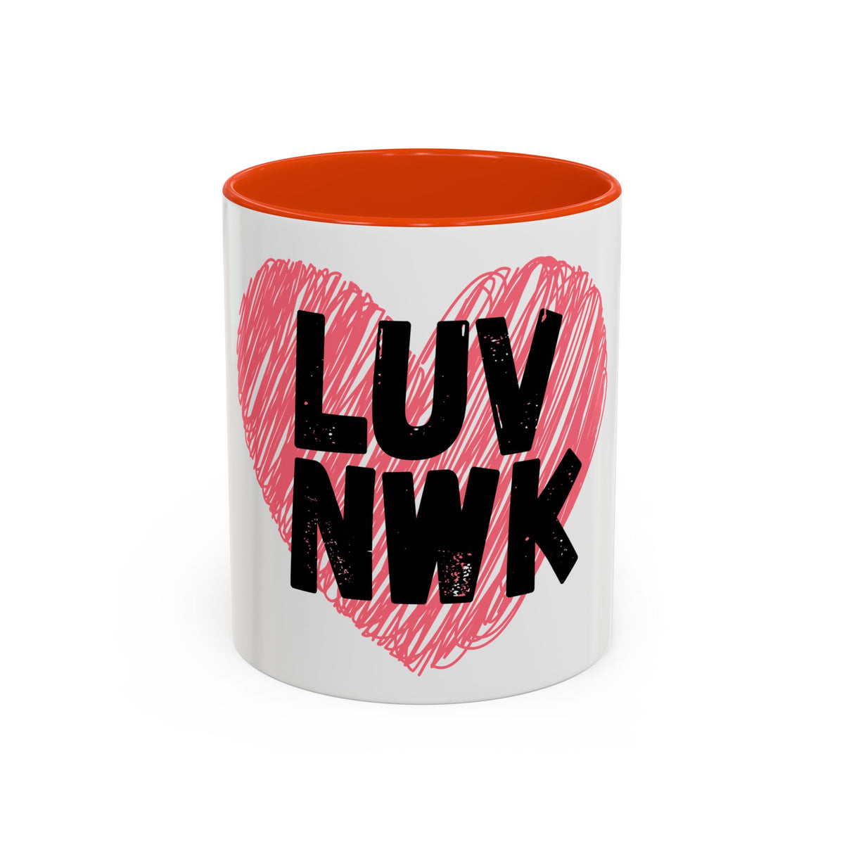 LUV NWK Heart Mug — Pink Sketch Heart Coffee Cup (11oz & 15oz)