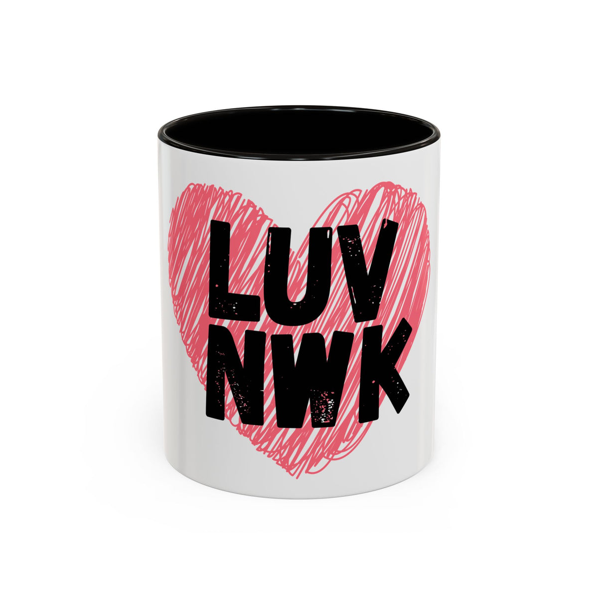 LUV NWK Heart Mug — Pink Sketch Heart Coffee Cup (11oz & 15oz)