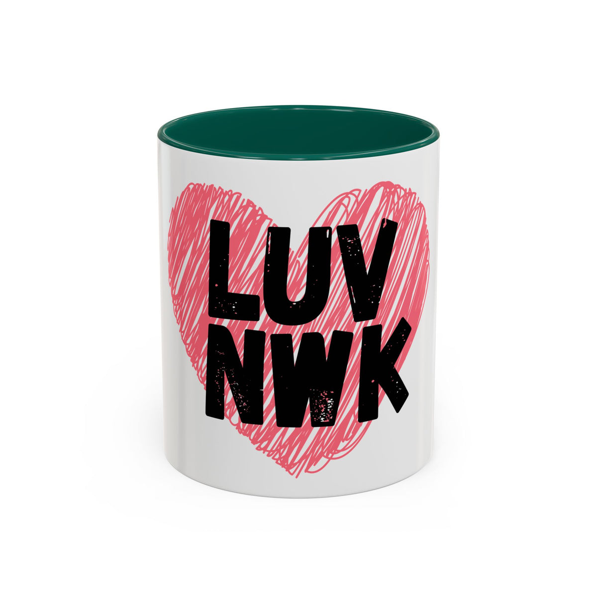 LUV NWK Heart Mug — Pink Sketch Heart Coffee Cup (11oz & 15oz)