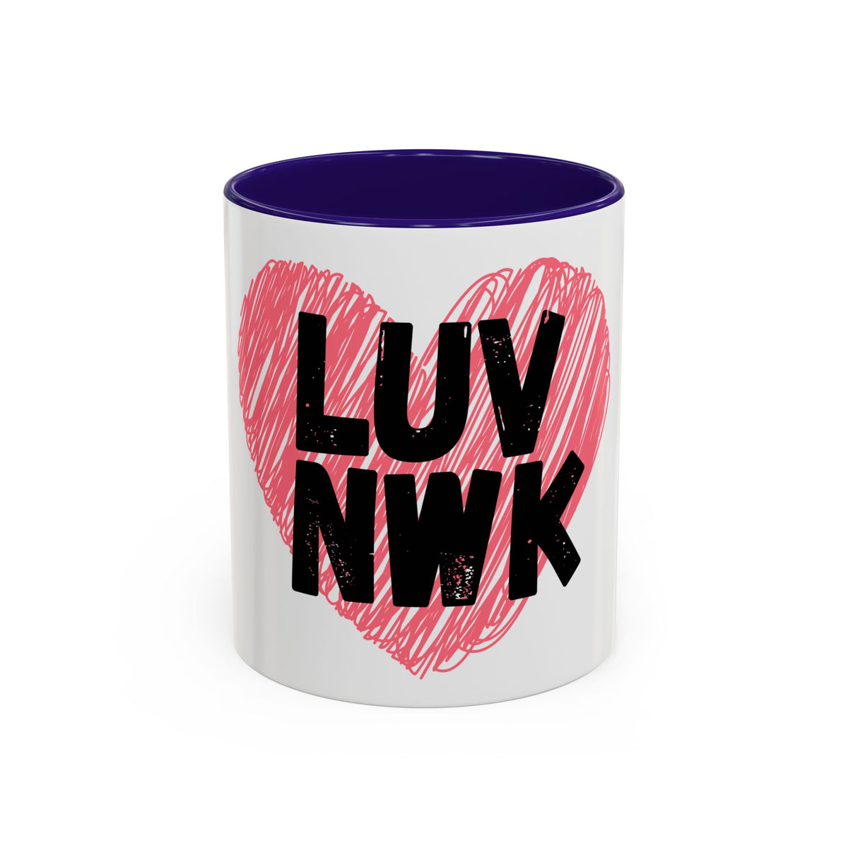 LUV NWK Heart Mug — Pink Sketch Heart Coffee Cup (11oz & 15oz)