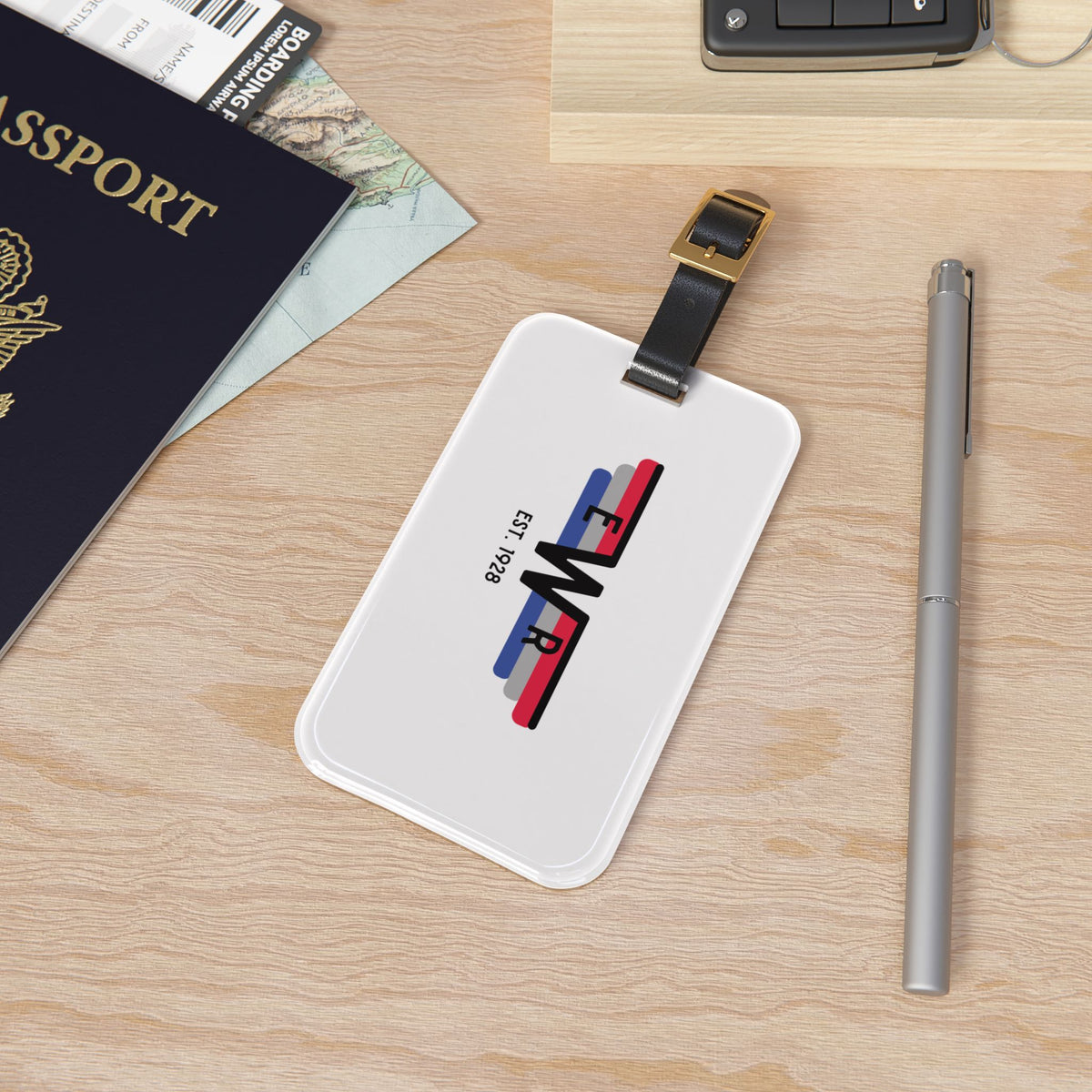 EWR Airport Vintage Stripe Luggage Tag — EST. 1928 Travel ID