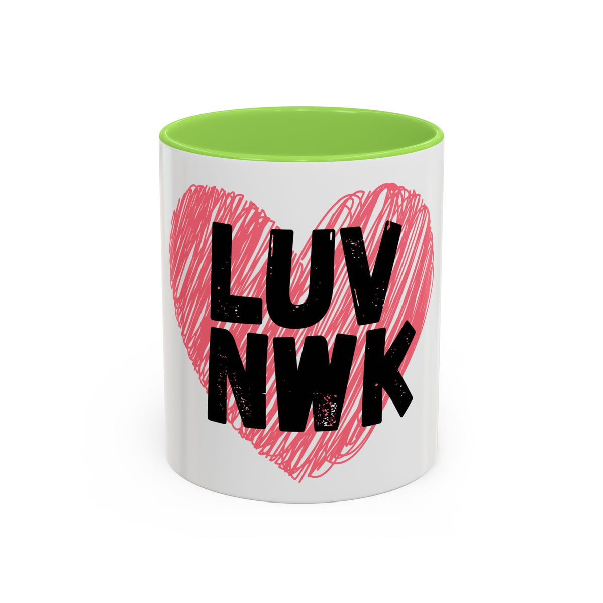 LUV NWK Heart Mug — Pink Sketch Heart Coffee Cup (11oz & 15oz)