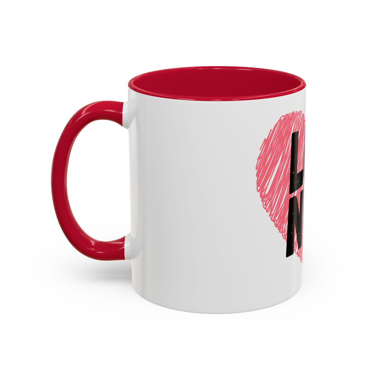 LUV NWK Heart Mug — Pink Sketch Heart Coffee Cup (11oz & 15oz)